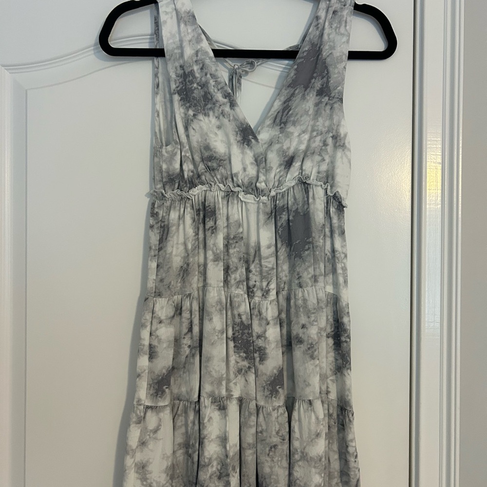 Gray Tie-Dye Sleeveless Dress